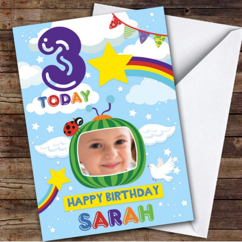 Cocomelon Any Age Sky Photo Children’s Personalised Kid’s Birthday Card – The Card Zoo