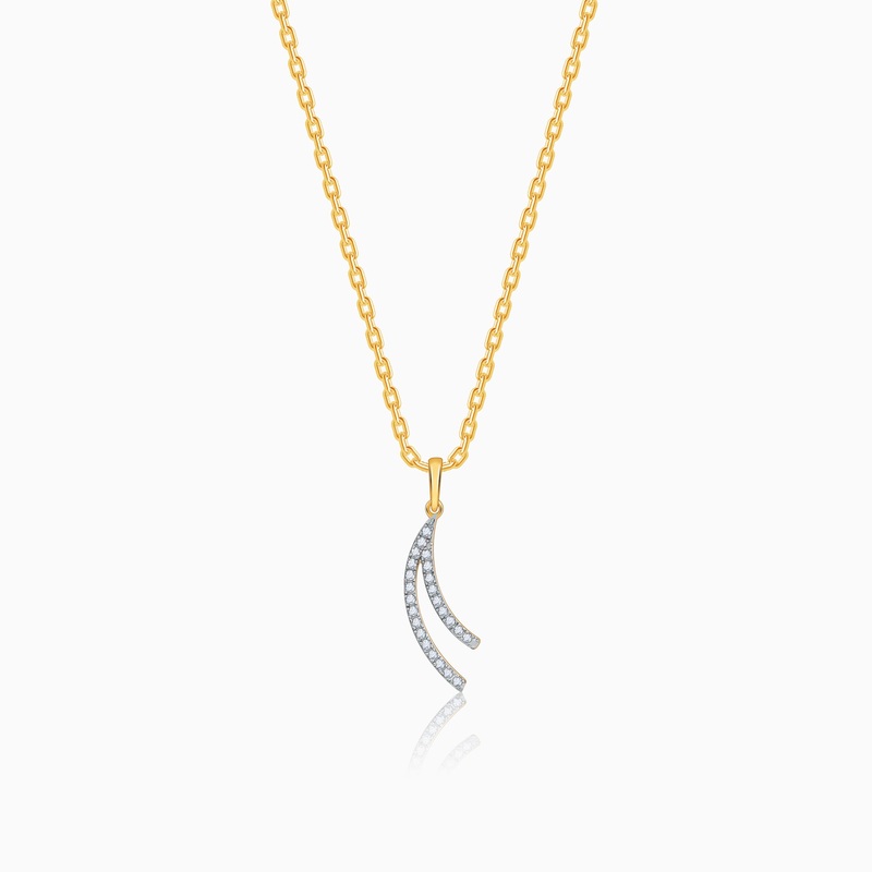 Gold Wave Layers Lab Grown Diamond Pendant