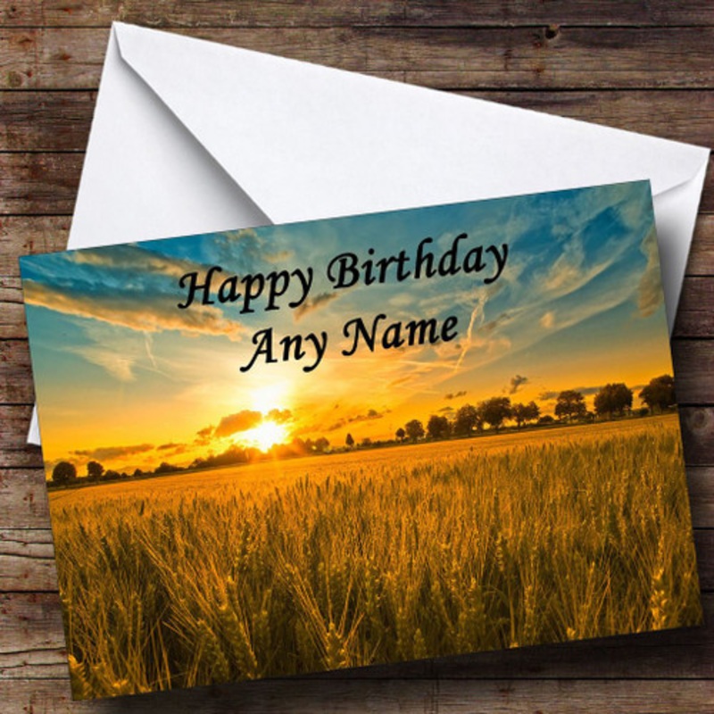Sunset Over Cornfield Personalised Birthday Card – The Card Zoo