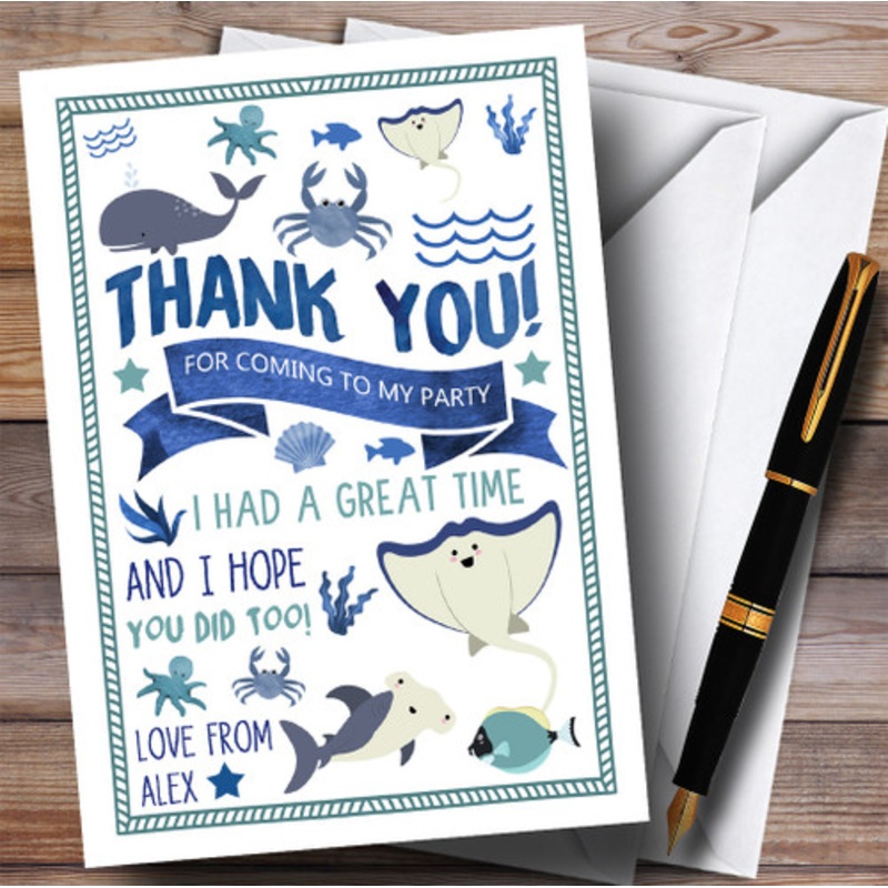 Whale Shark Fish Ocean Under The Sea Party Thank You Cards – The Card Zoo