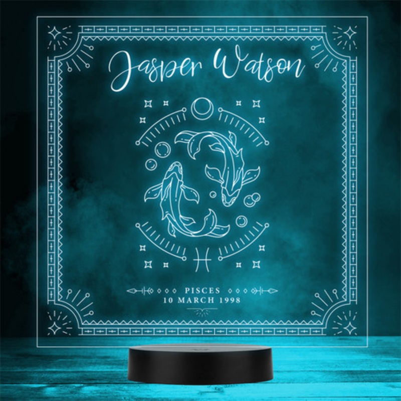 Zodiac Sign Pisces Date Of Birth Personalised Gift Colour Change LED Night Light – The Card Zoo