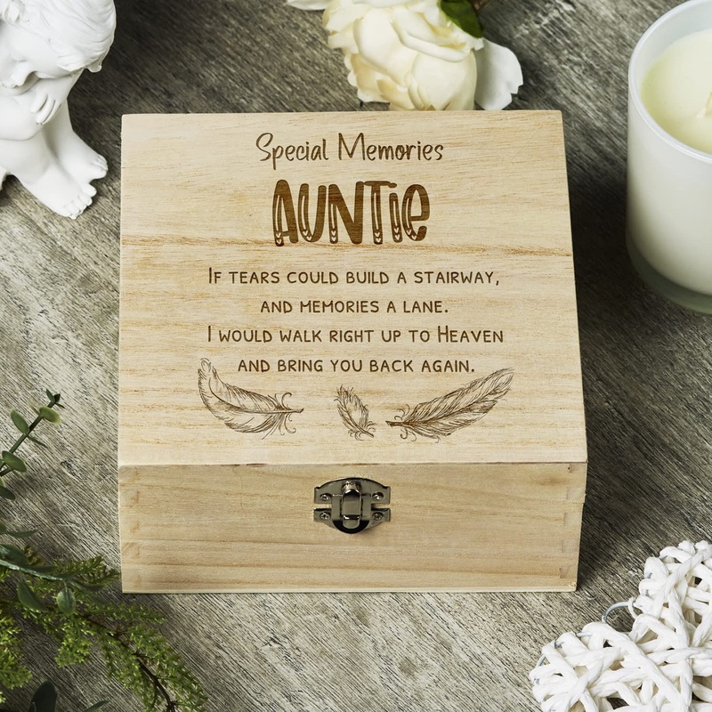 Auntie In Loving Memory Engraved Wooden Keepsake Box Gift