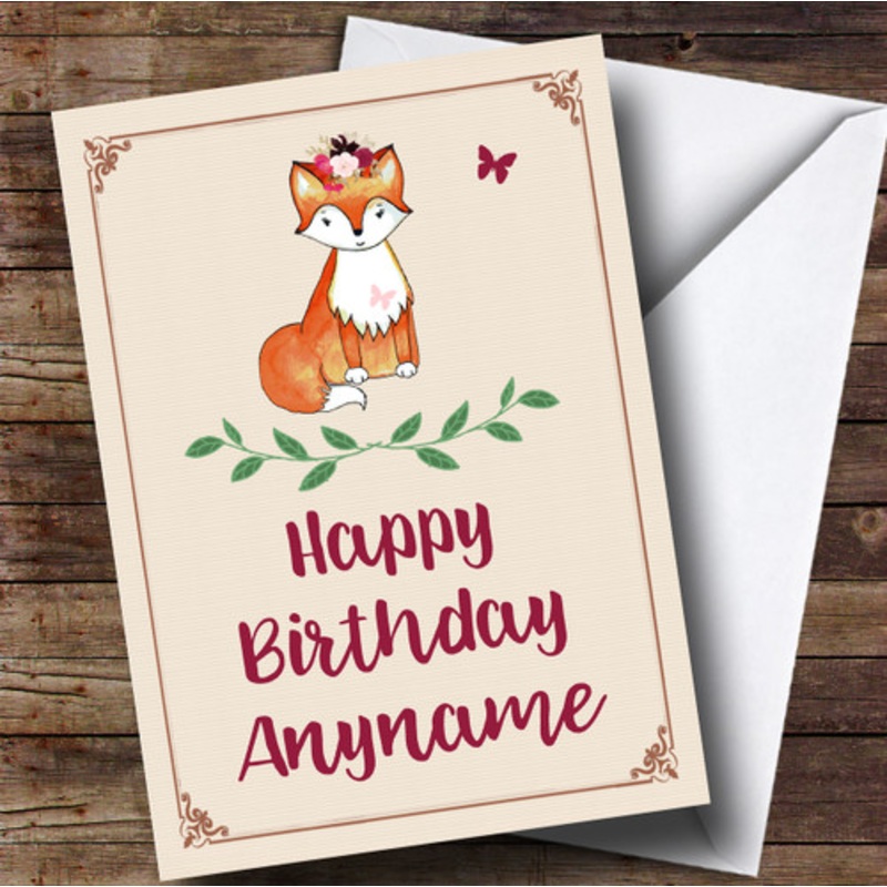 Beautiful Fox Vintage Children’s Birthday Personalised Card – The Card Zoo