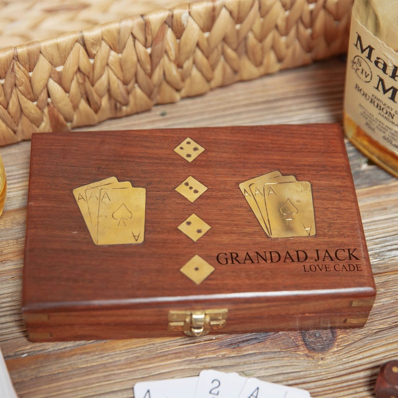 Personalised Luxury Playing Card Box With Dice mens personalised gift