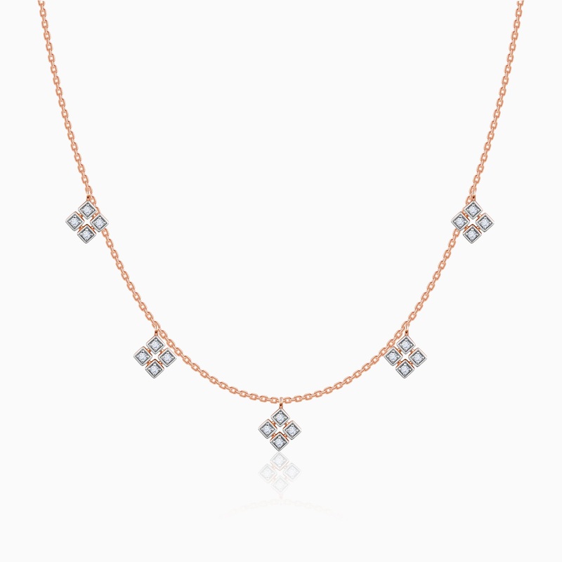 Rose Gold Geometric Diamond Necklace