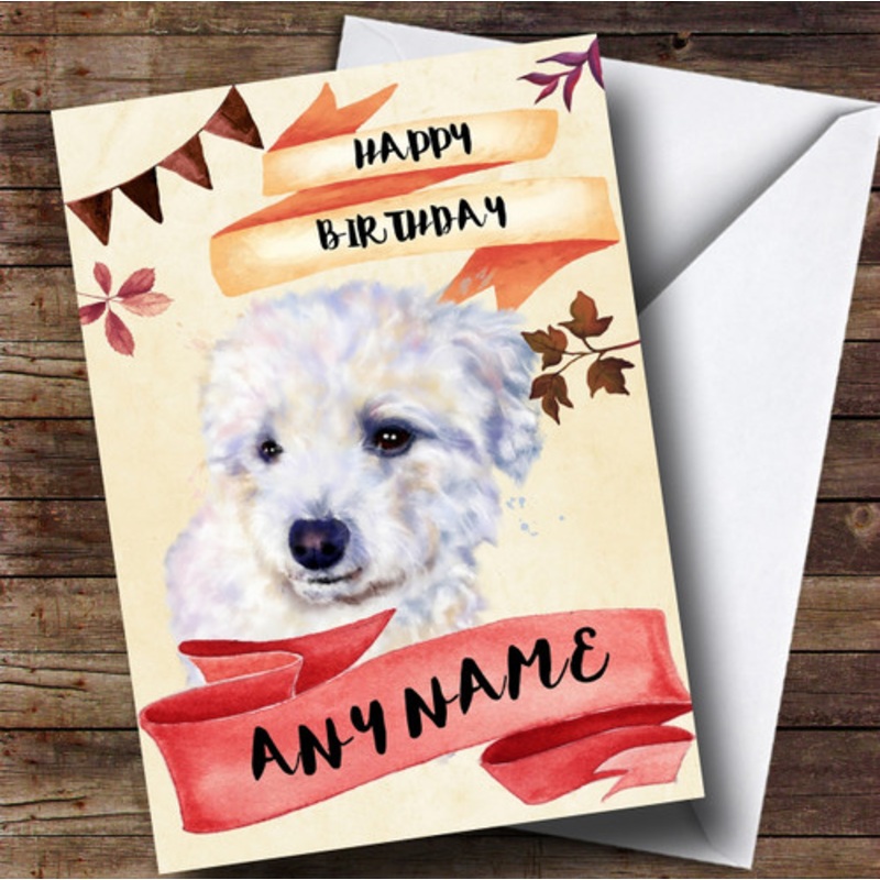 Watercolour Rustic Dog Bichon Frise Personalised Birthday Card – The Card Zoo