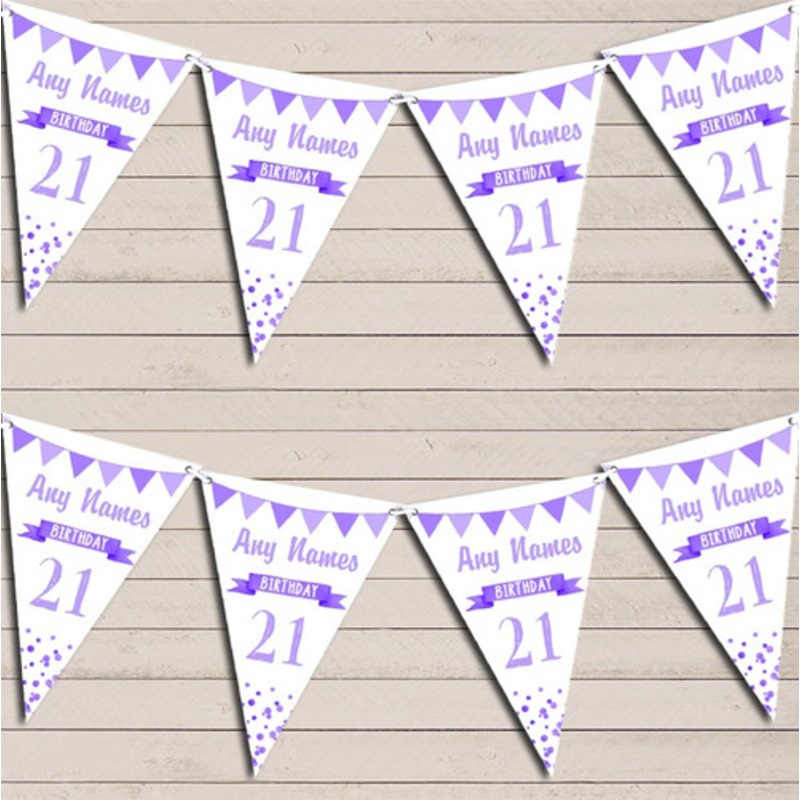 Any Age Birthday 18th 21st 30th 40th 50th 60th Lilac Purple Birthday Bunting – The Card Zoo