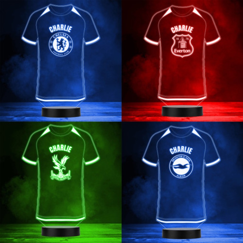 Any Text Any Team Football Club Logo Sports Fan T-Shirt Personalised LED Colour Night Light Custom Football Gift – The Card Zoo
