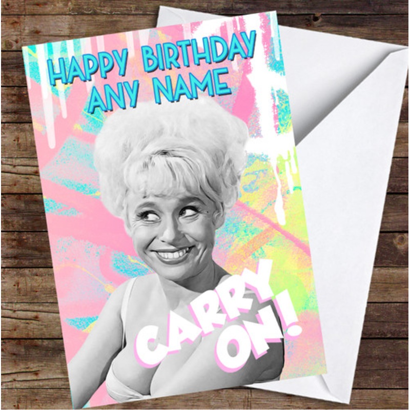 Barbara Windsor Pink Vibrant Drip Carry On Personalised Birthday Card – The Card Zoo