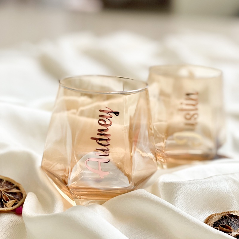 [Corporate Gift] Double Joy | Personalized Hexagon Glass Mug (Nationwide Delivery)
