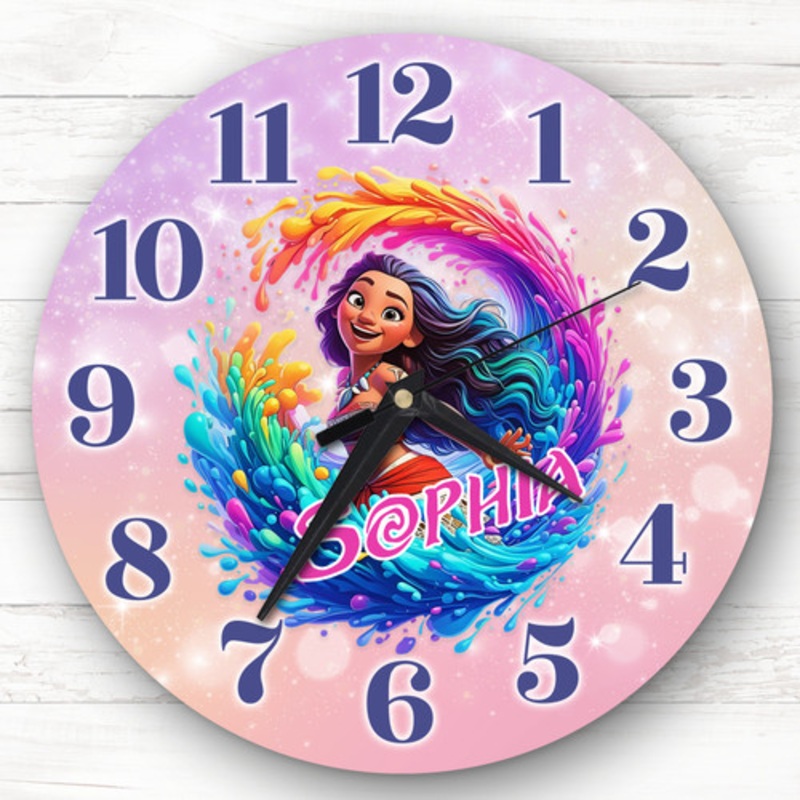 Disney Princesses Moana Personalised Gift For Kid’s Bedroom Clock – The Card Zoo