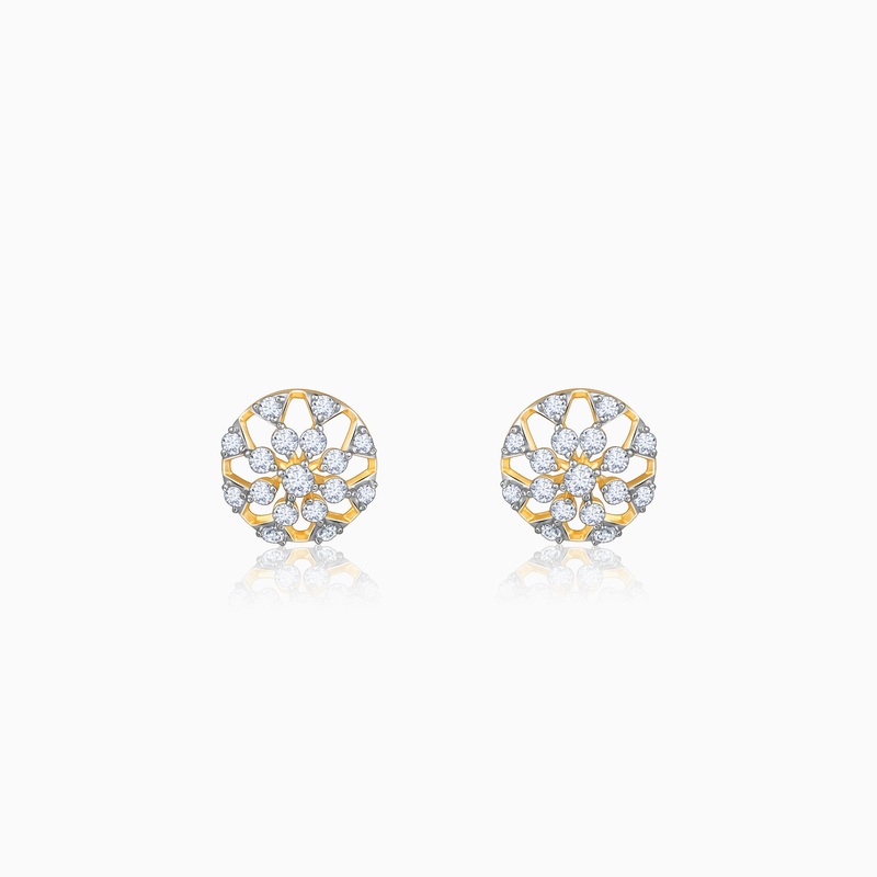 Gold Floral Aroha Diamond Studs