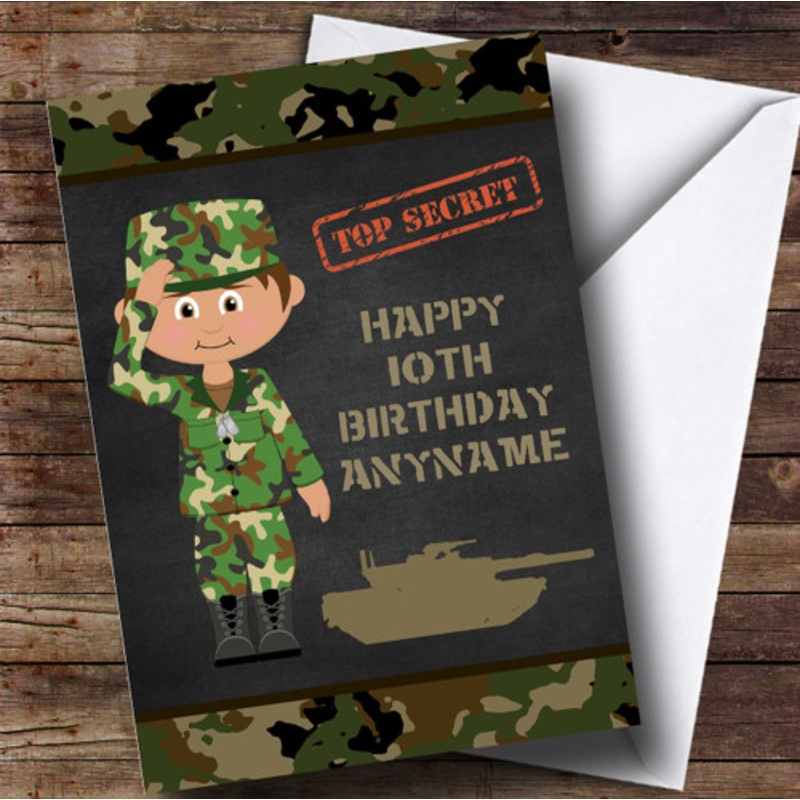 Green Boy Camo Army Children’s Birthday Personalised Card – The Card Zoo