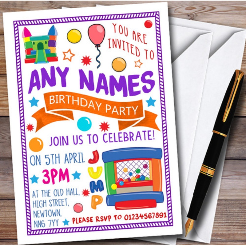 Jump Bouncy Castle Personalised Children’s Birthday Party Invitations – The Card Zoo