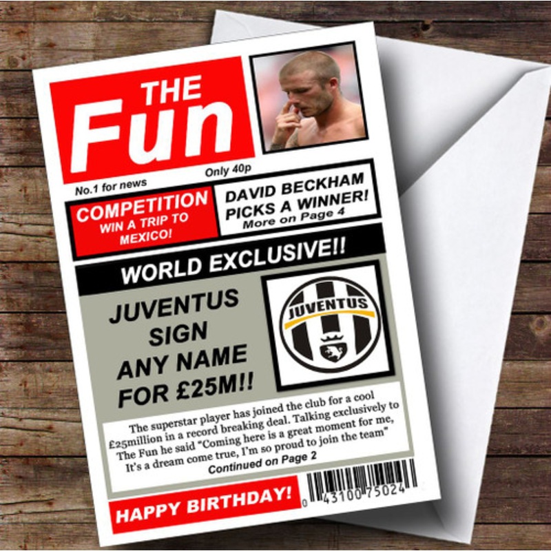 Juventus Football Fan Funny Newspaper Personalised Birthday Card – The Card Zoo