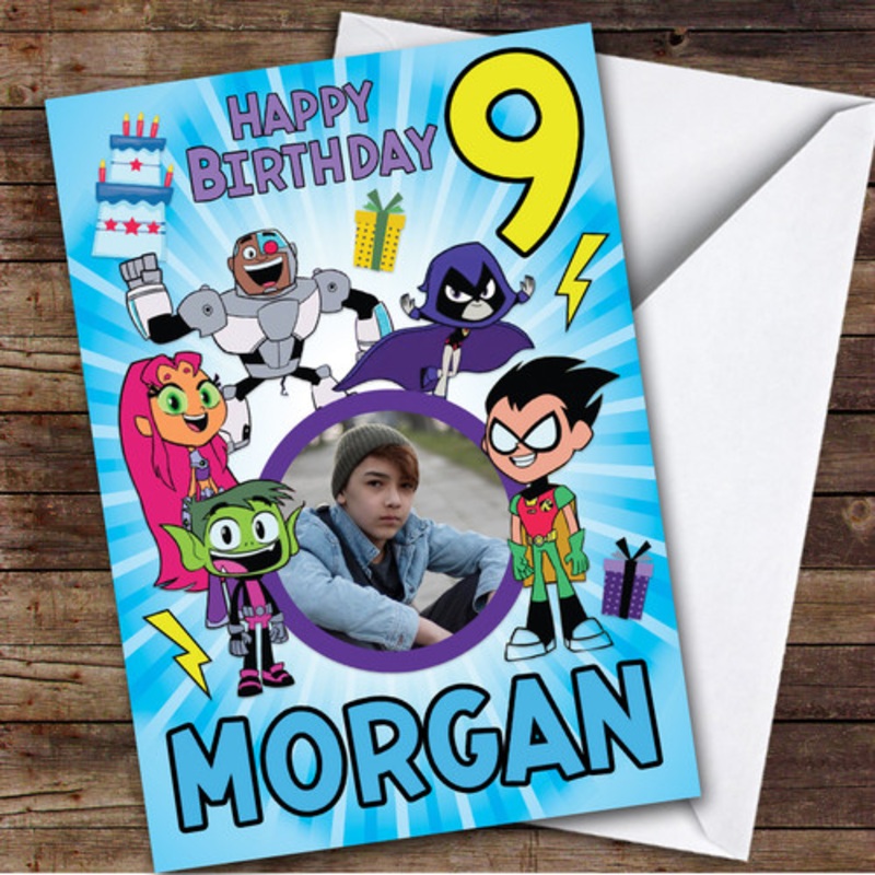 Teen Titans Blue Photo Any Age Children’s Personalised Kid’s Birthday Card – The Card Zoo