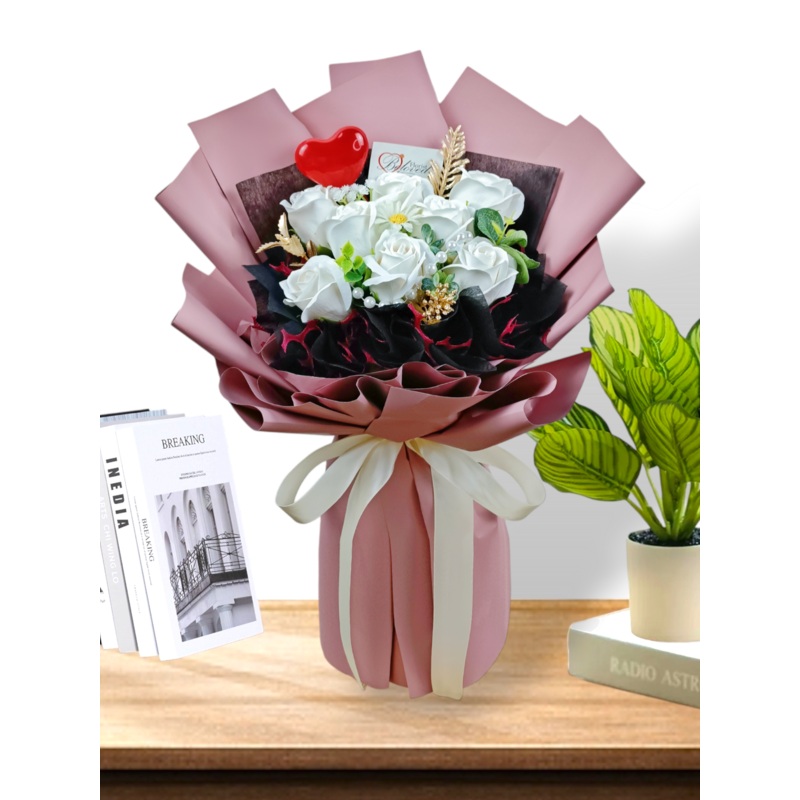 White Soap Rose Bouquet Artificial Flower (Klang Valley Delivery)