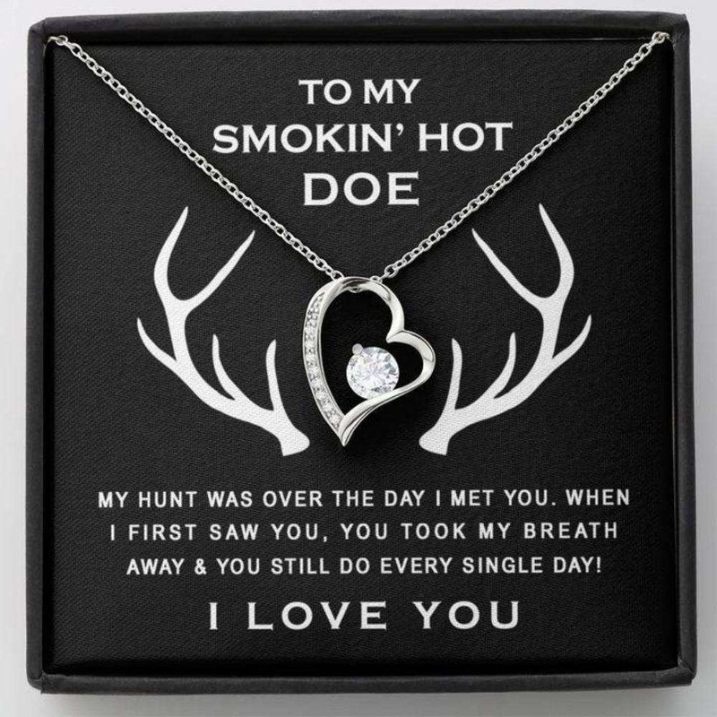 Wife Necklace, To My Smokin Hot Doe Necklace Gift For Future Wife Fiance Girlfriend Deer
