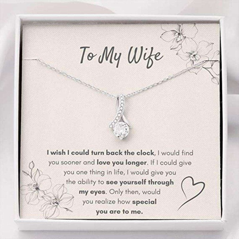 Wife Necklace, To My Wife turn Back The Clock Necklace Gift For Wife. Wife Gift For Wife
