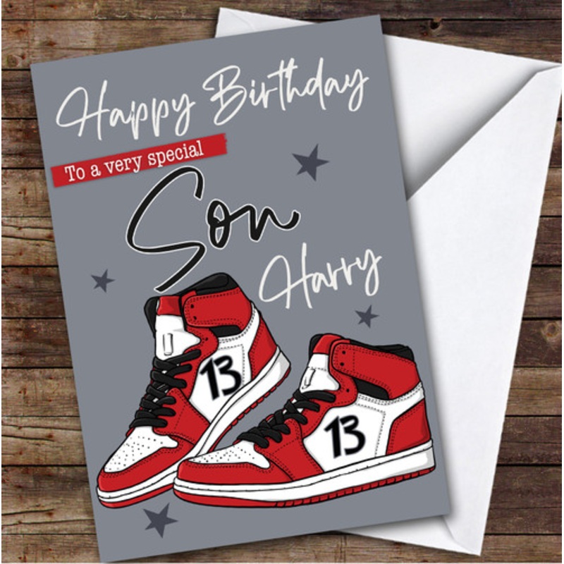13th Son Trainers Sneakers Sport Teenager Boys Personalised Birthday Card – The Card Zoo