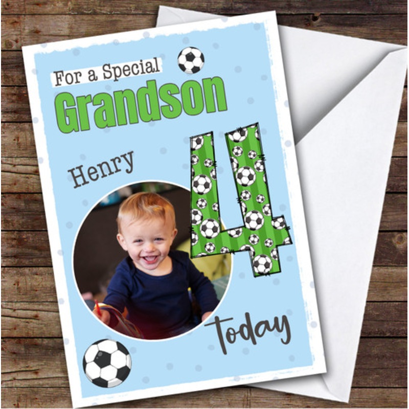 4th Grandson Football Boys Custom Personalised Birthday Card – The Card Zoo