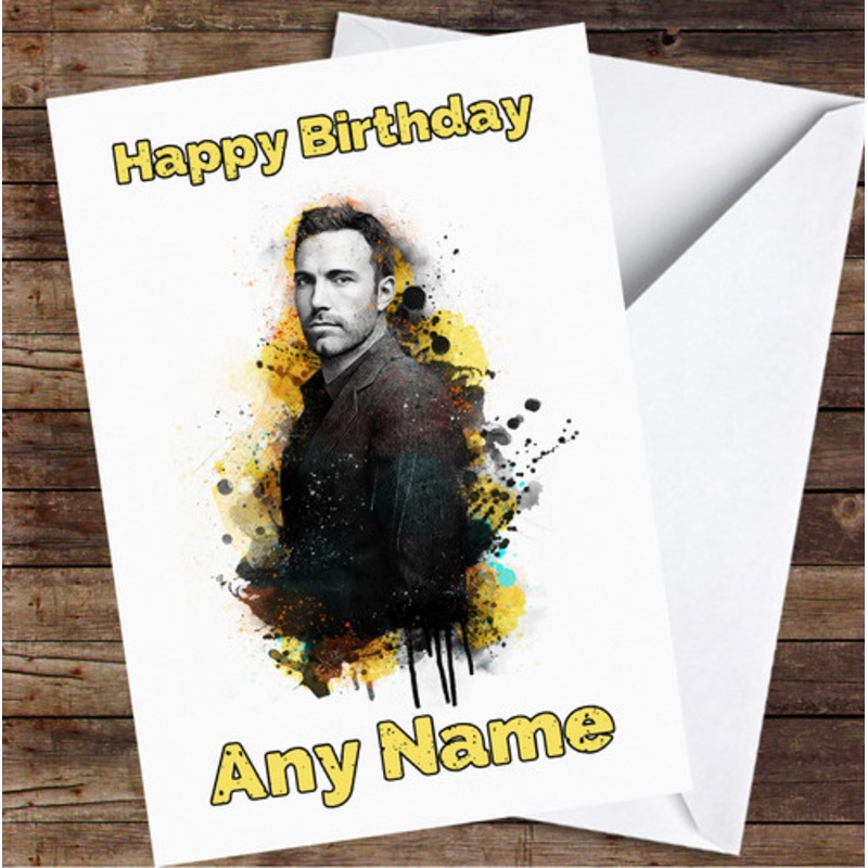 Ben Affleck Watercolour Splatter Personalised Birthday Card – The Card Zoo