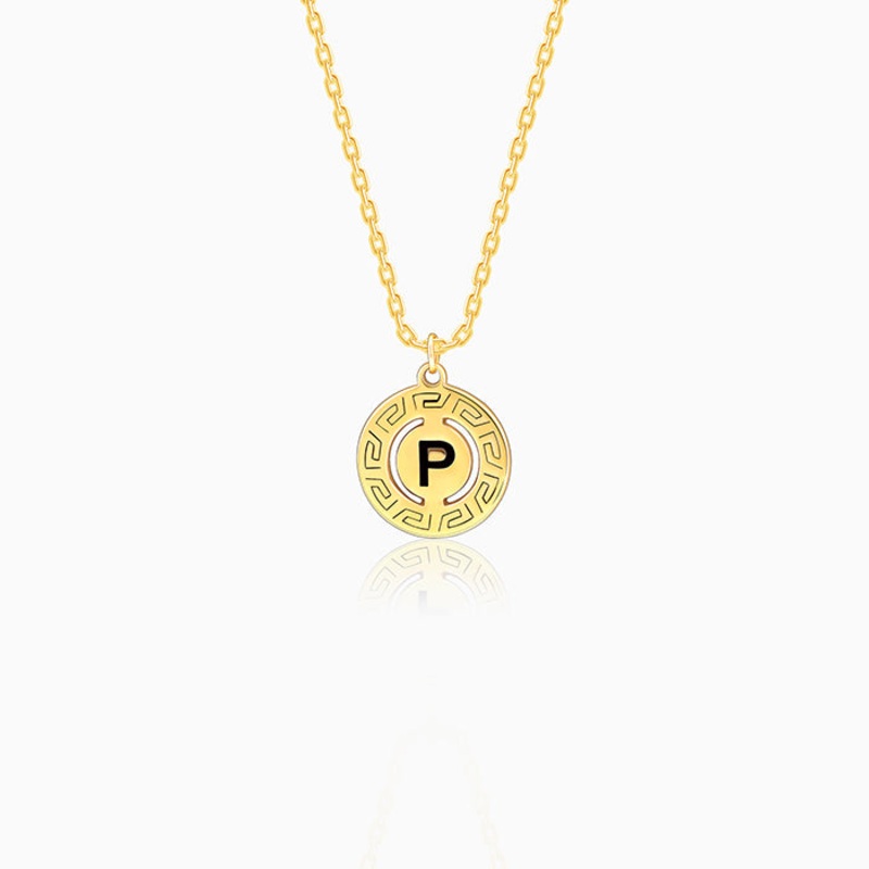 Golden Personalised Initial Grace Pendant with Link Chain