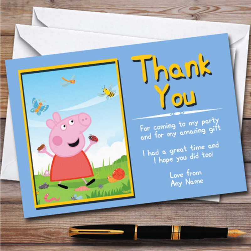 Peppa Pig Butterfly Children’s Kids Personalised Birthday Party Thank You Cards – The Card Zoo