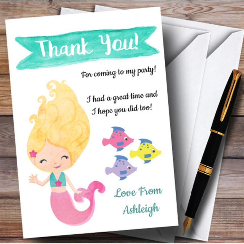 Smiling Mermaid Party Thank You Cards – The Card Zoo