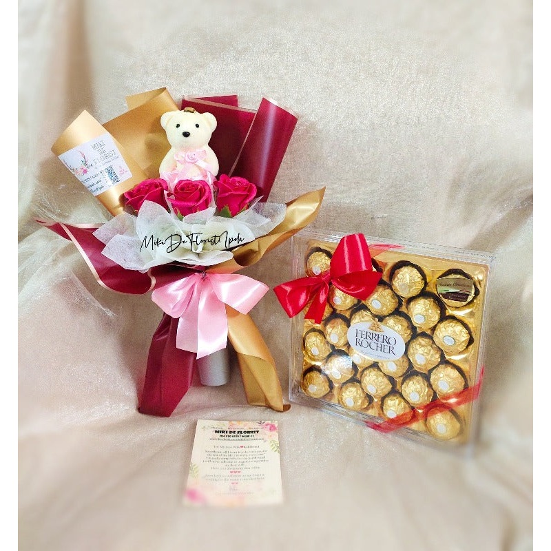 Soap Roses Bouquet With Ferrero Rocher Gift Box (Ipoh Delivery Only)