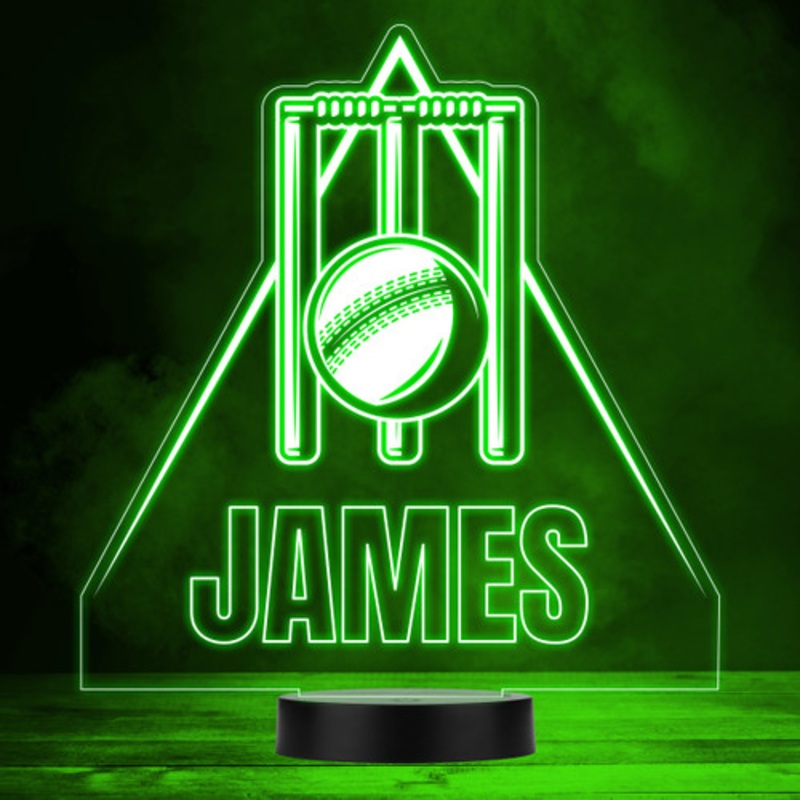 Cricket Stumps and Ball Sports Fan Personalised Gift Colour Changing Night Light – The Card Zoo