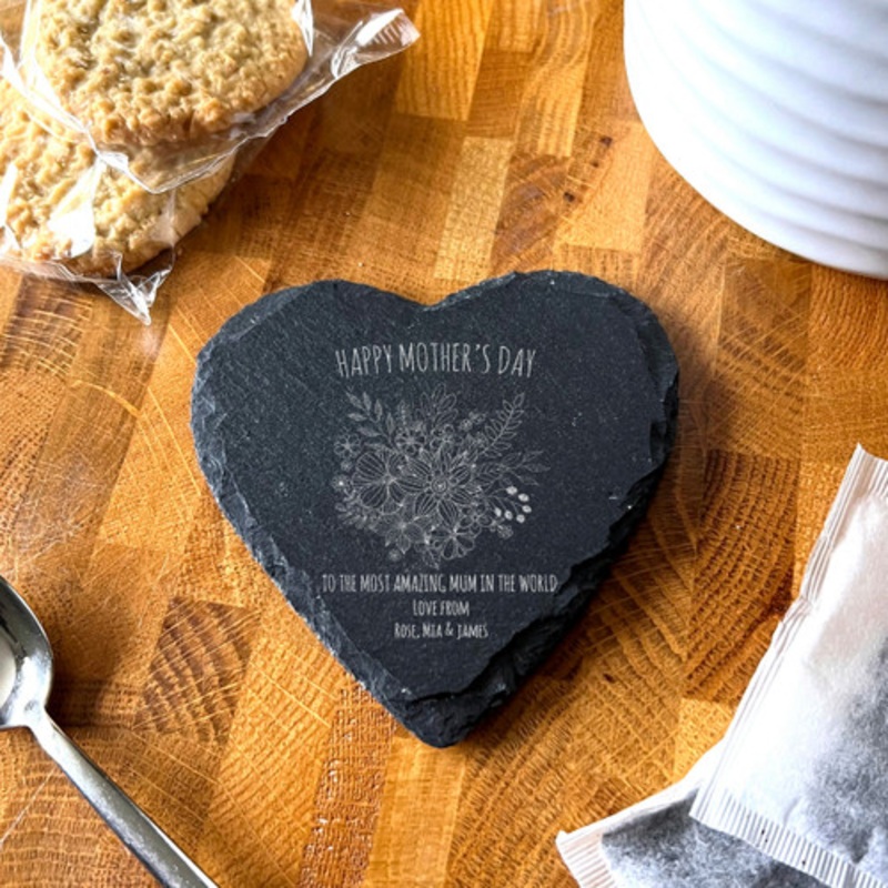 Heart Slate Doodle Amazing Mum Mother’s Day Gift Personalised Coaster – The Card Zoo