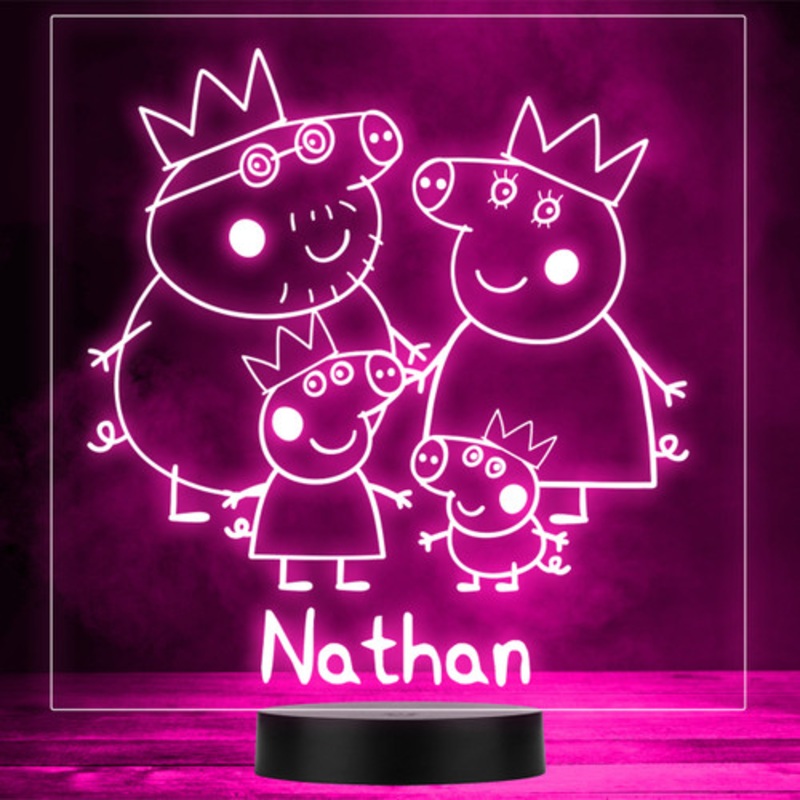 Kids Peppa Daddy Mummy George Pig Family LED Personalised Gift Night Light – The Card Zoo