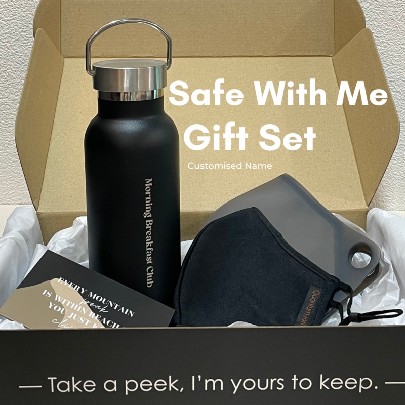 [Safe With Me Set] Personalized Thermos with Quantum Ion Mask and Silicone Mask Keeper (Nationwide Delivery)