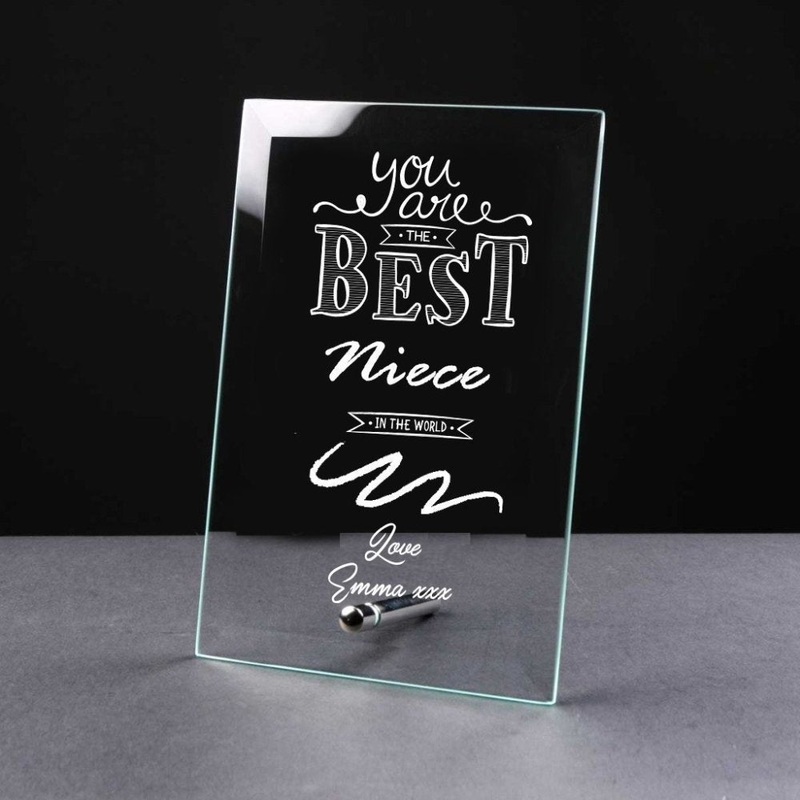 Best Niece Gift Sentiment Personalised Engraved Glass Plaque