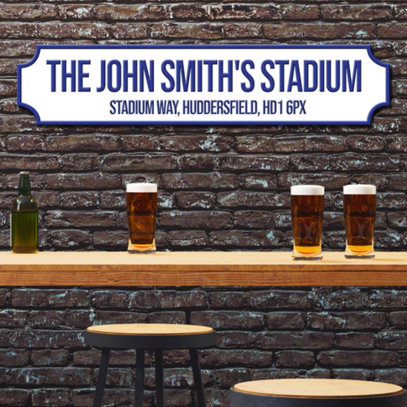 Huddersfield Town The John Smith’s Stadium White and Blue Any Text Football Club 3D Street Sign – The Card Zoo