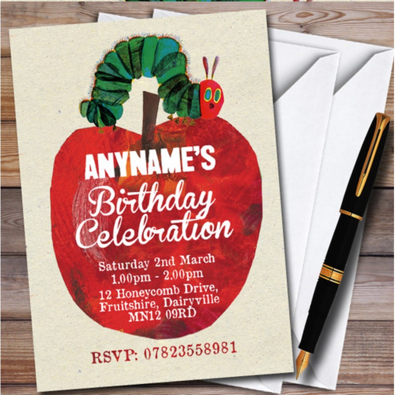 The Very Hungry Caterpillar Apple Children’s Birthday Party Invitations – The Card Zoo