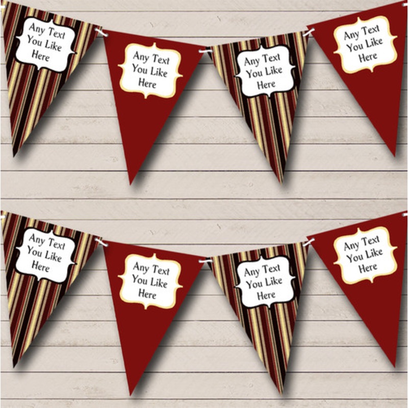 Deep Red And Black Stripy Personalised Birthday Party Bunting – The Card Zoo