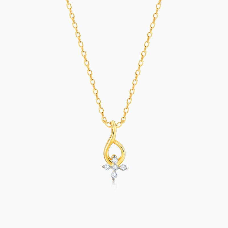 Gold Droplet Floral Diamond Pendant