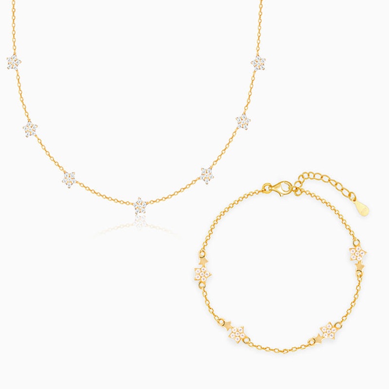 Golden Star Constellation Necklace & Bracelet Set