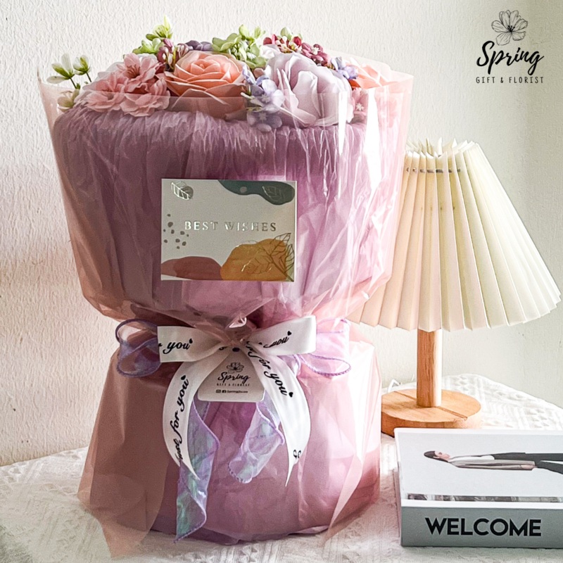 Purple Mix Rose Artificial Soap Flower Bouquet (Nationwide Delivery)