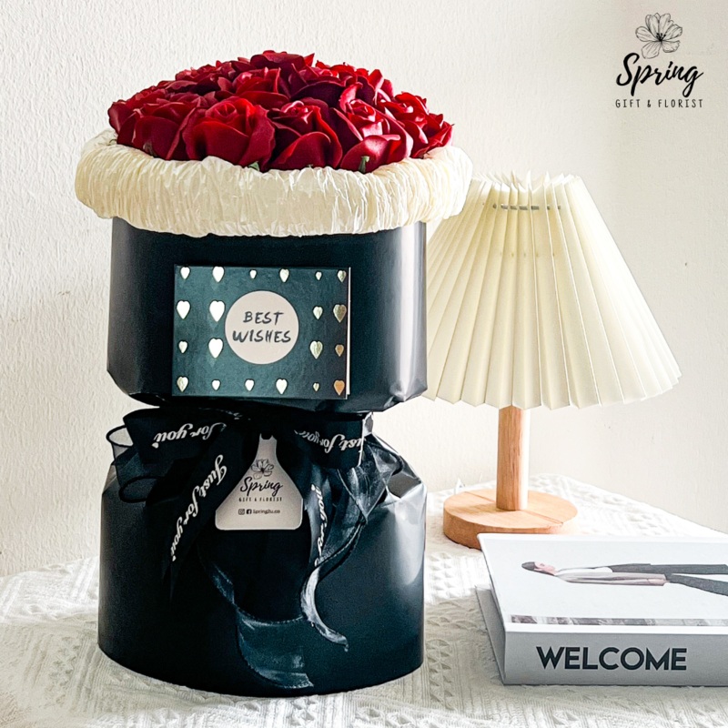 Red-Black Rose Artificial Soap Flower Bouquet (Klang Valley Delivery Only)