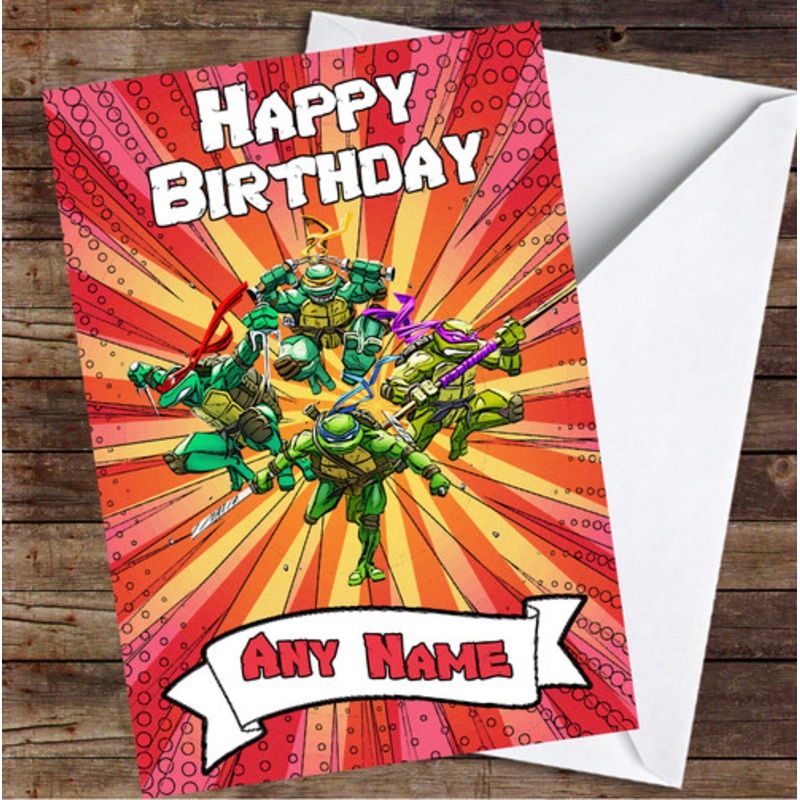 Teenage Mutant Ninja Turtles Burst Cartoon Drawing Personalised Birthday Card – The Card Zoo