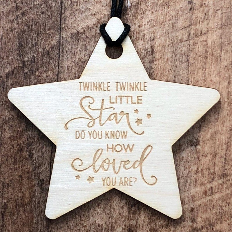 Twinkle Twinkle Little Star Wooden Hanging Baby Plaque Gift Sign