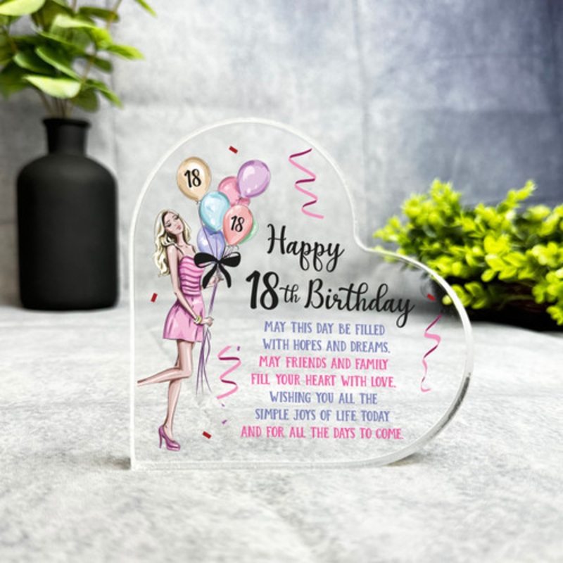 18th Birthday Present Female Balloons Girl Heart Plaque Keepsake Gift – The Card Zoo