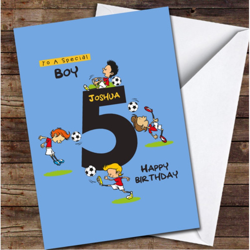 5th Boy Funny Kids Playing Football Any Age Personalised Birthday Card – The Card Zoo
