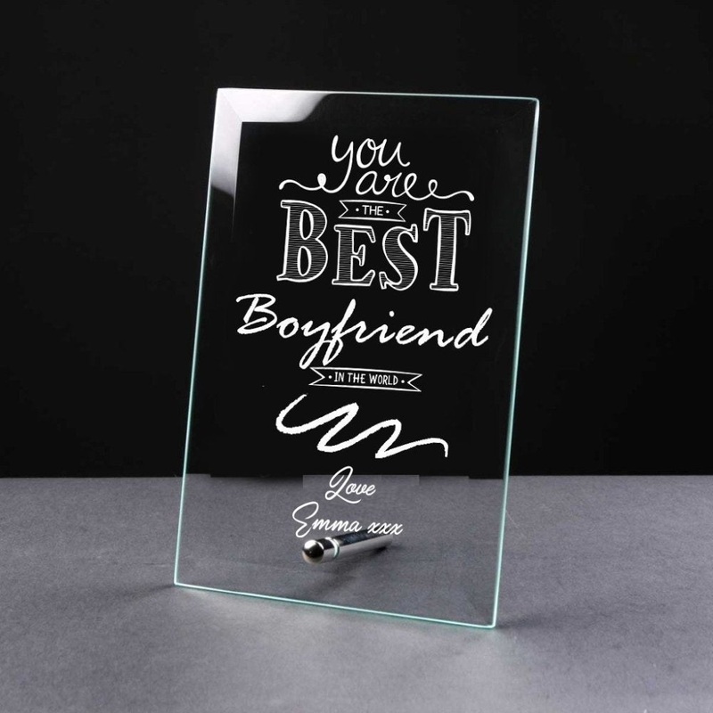 Best Boyfriend Gift Sentiment Personalised Engraved Glass Plaque