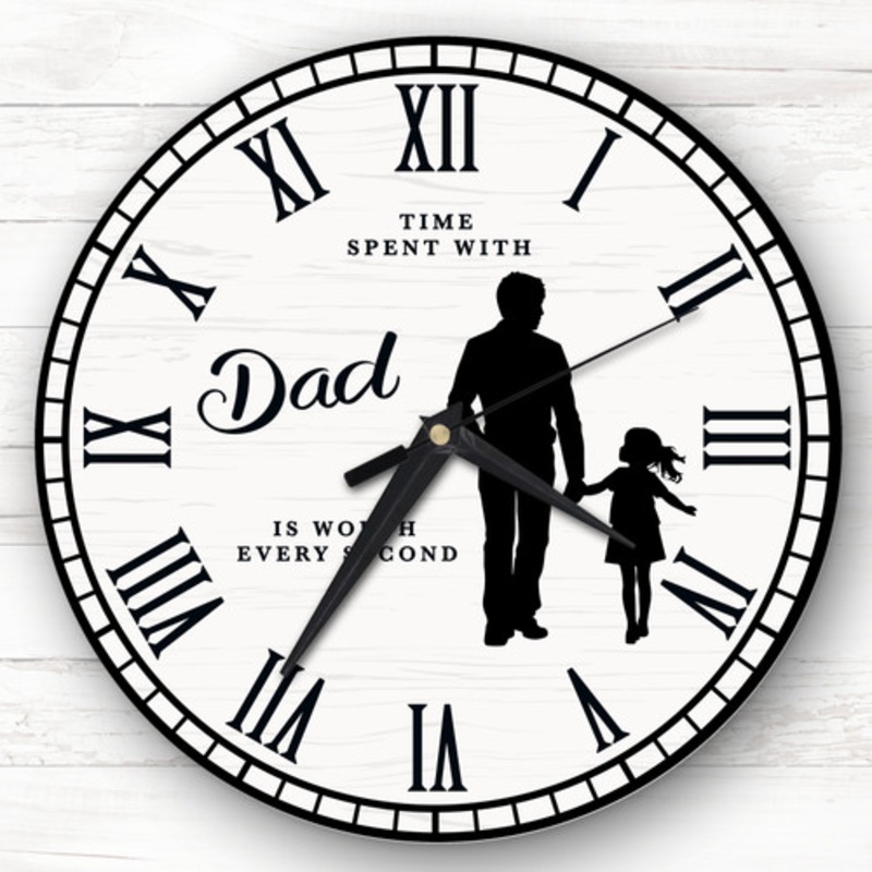Father With Daughter Silhouette Personalised Gift Personalised Clock – The Card Zoo