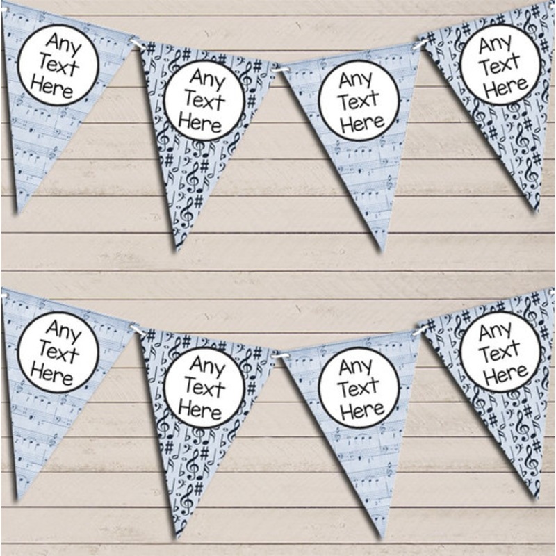 Music Notes Blue Personalised Birthday Bunting – The Card Zoo