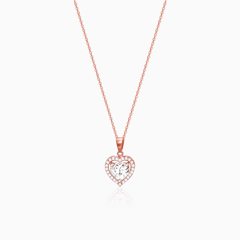 Rose Gold Studded Heart Pendant